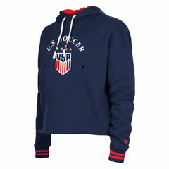 USWNT 5th & Ocean by New Era Women's Athleisure Cropped Fleece Pullover Hoodie - Navy shop