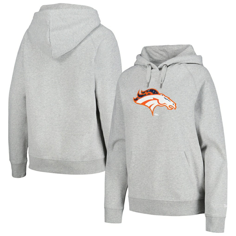 Denver Broncos New Era Women's Floral Raglan Pullover Hoodie - Gray for sale