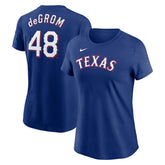 Jacob deGrom Texas Rangers Women's 2023 Name & Number T-Shirt Royal