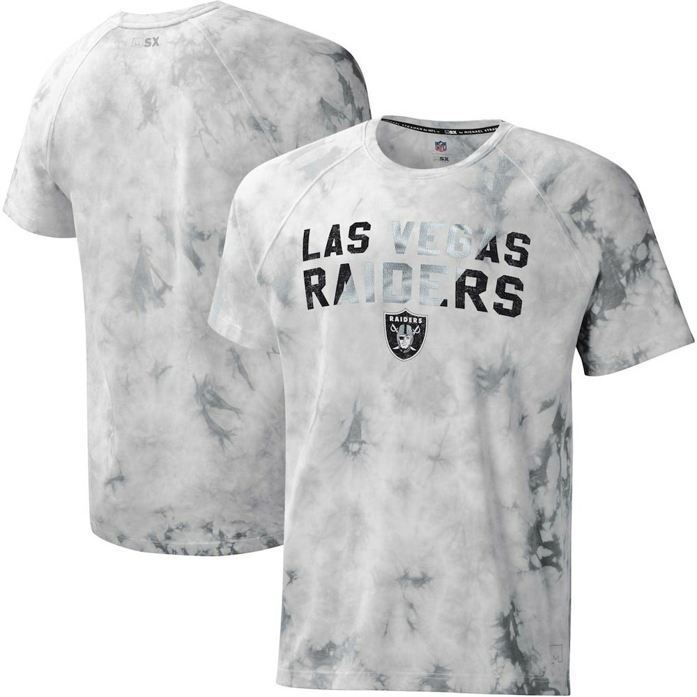 Las Vegas Raiders MSX by Michael Strahan Resolution Tie-Dye Raglan T-Shirt - Gray cheap