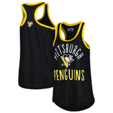 Pittsburgh Penguins G-III 4Her by Carl Banks Women's First Base Racerback Scoop Neck Tank Top - Black Tank Top