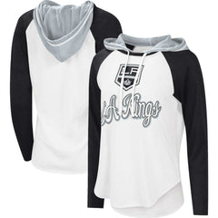 Los Angeles Kings G-III 4Her by Carl Banks Women's MVP Raglan Lightweight Hooded T-Shirt - White/Black T-shirts