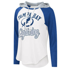 Tampa Bay Lightning G-III 4Her by Carl Banks Women's MVP Raglan Lightweight Hooded T-Shirt - White/Blue T-shirts