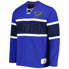 St. Louis Blues Tommy Hilfiger Walter Lace-Up Long Sleeve Top - Blue Tops