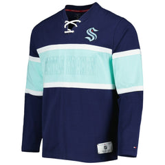 Seattle Kraken Tommy Hilfiger Walter Lace-Up Long Sleeve Top - Deep Sea Blue Tops