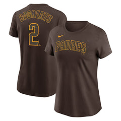 Xander Bogaerts San Diego Padres Women's Name & Number T-Shirt Brown