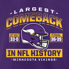 Minnesota Vikings Largest Comeback T-Shirt - Purple sale