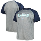 Seattle Kraken Big & Tall Logo Raglan T-Shirt - Heather Gray T-shirts
