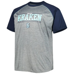 Seattle Kraken Big & Tall Logo Raglan T-Shirt - Heather Gray T-shirts