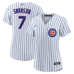 Dansby Swanson Chicago Cubs Women's Home Replica Player Jersey White/Royal