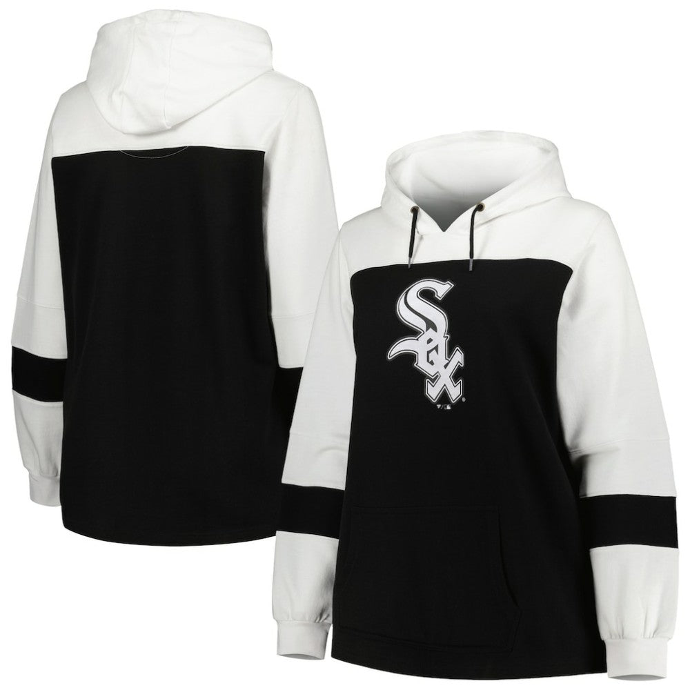 Chicago White Sox Women's Plus Size Colorblock Pullover Hoodie Black