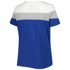 Chicago Cubs Women's Plus Size Colorblock T-Shirt Royal/Heather Gray
