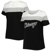 Chicago White Sox Women's Plus Size Colorblock T-Shirt Black/Heather Gray