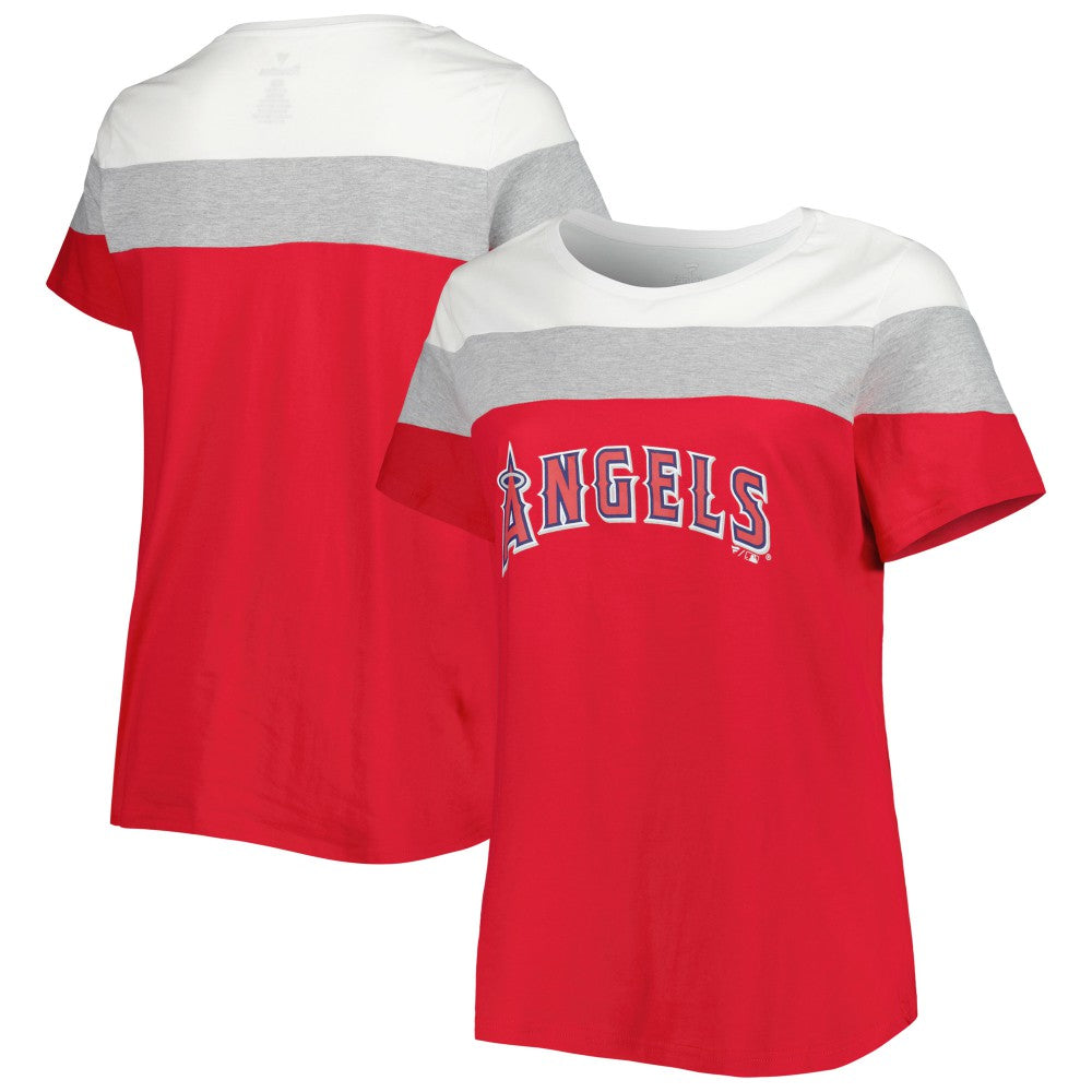 Los Angeles Angels Women's Plus Size Colorblock T-Shirt White/Red