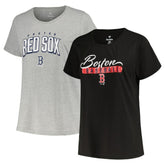 Boston Red Sox Profile Women's Plus Size T-Shirt Combo Pack Black/Heather Gray
