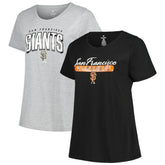 San Francisco Giants Profile Women's Plus Size T-Shirt Combo Pack Black/Heather Gray