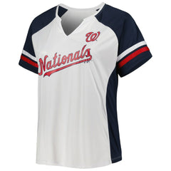 Washington Nationals Women's Plus Size Notch Neck T-Shirt White/Navy