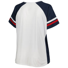 Washington Nationals Women's Plus Size Notch Neck T-Shirt White/Navy