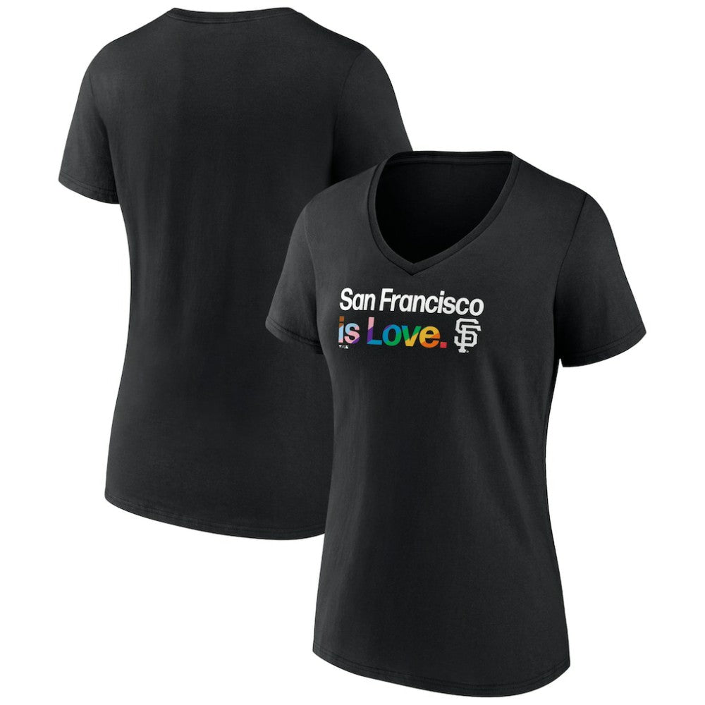 San Francisco Giants Profile Women's Plus Size Pride V-Neck T-Shirt Black