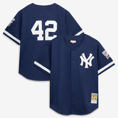 Mariano Rivera New York Yankees Mitchell & Ness Cooperstown Collection Mesh Batting Practice Button-Up Jersey Navy