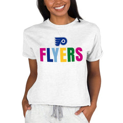 Philadelphia Flyers Concepts Sport Women's Tri-Blend Mainstream Terry Short Sleeve Sweatshirt Top - Oatmeal Sweatshirts