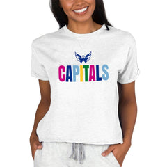 Washington Capitals Concepts Sport Women's Tri-Blend Mainstream Terry Short Sleeve Sweatshirt Top - Oatmeal Sweatshirts