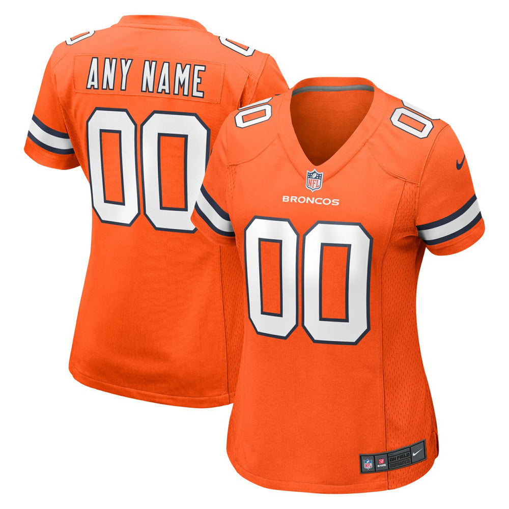 Denver Broncos Women's Alternate Custom Game Jersey - Orange for sale