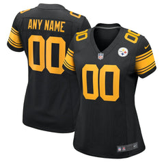 Pittsburgh Steelers Women's Alternate Custom Game Jersey - Black outlet