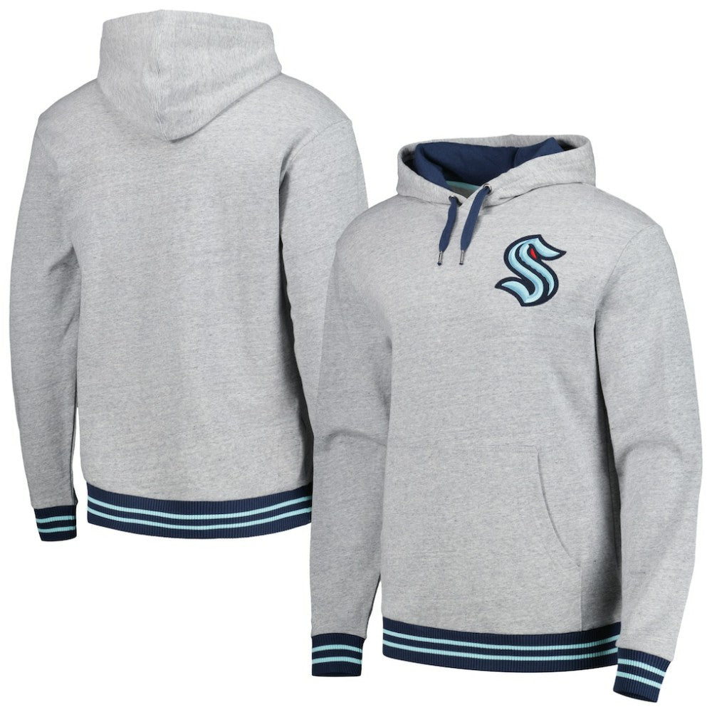 Seattle Kraken Mitchell & Ness Classic French Terry Pullover Hoodie - Heather Gray Hoodies