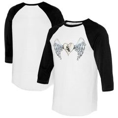 Chicago White Sox Tiny Turnip Women's Angel Wings 3/4-Sleeve Raglan T-Shirt White/Black