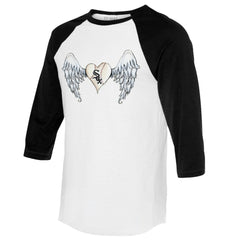 Chicago White Sox Tiny Turnip Women's Angel Wings 3/4-Sleeve Raglan T-Shirt White/Black
