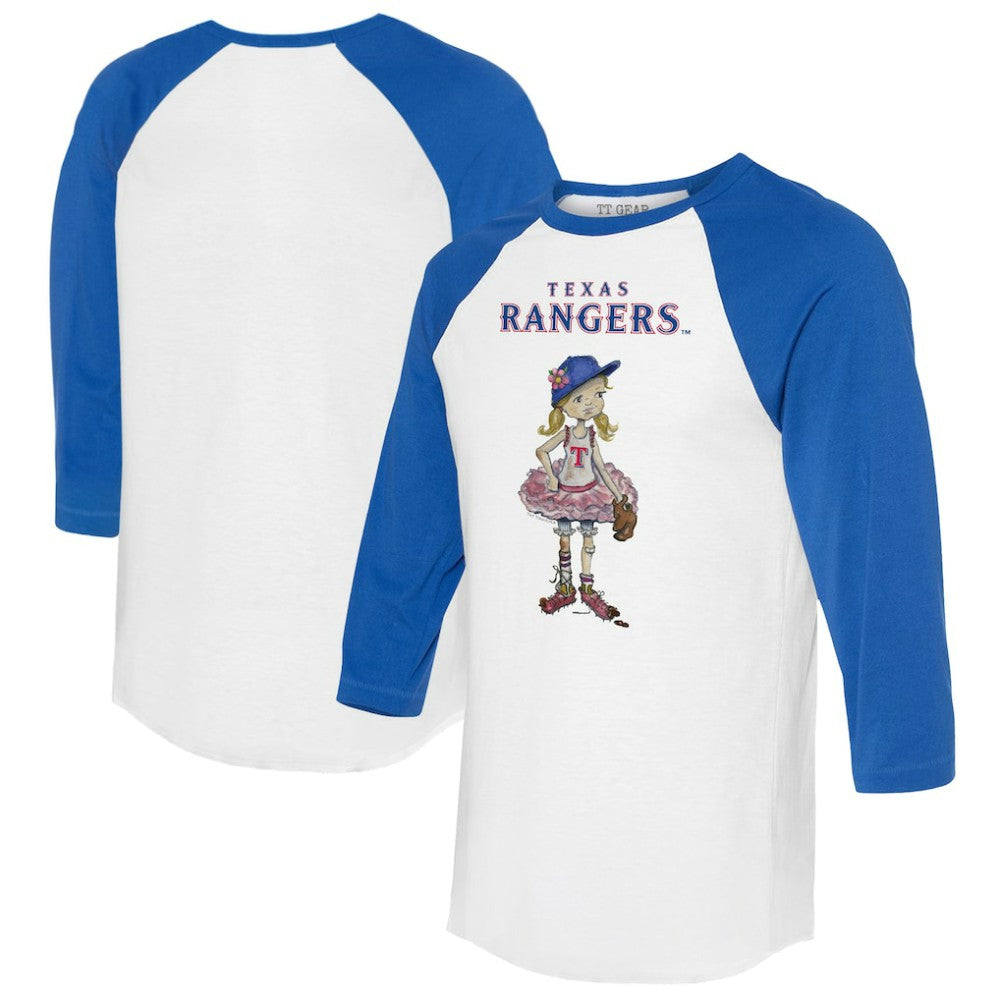 Texas Rangers Tiny Turnip Women's Babes 3/4-Sleeve Raglan T-Shirt White/Royal