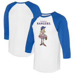 Texas Rangers Tiny Turnip Women's Babes 3/4-Sleeve Raglan T-Shirt White/Royal