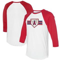 Los Angeles Angels Tiny Turnip Women's Base Stripe 3/4-Sleeve Raglan T-Shirt White/Red