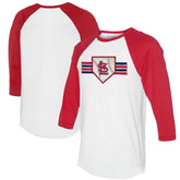 St. Louis Cardinals Tiny Turnip Women's Base Stripe 3/4-Sleeve Raglan T-Shirt White/Red