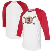 Boston Red Sox Tiny Turnip Women's Baseball Cross Bats 3/4-Sleeve Raglan T-Shirt White/Red