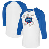 Chicago Cubs Tiny Turnip Women's Baseball Pow 3/4-Sleeve Raglan T-Shirt White/Royal