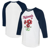 Washington Nationals Tiny Turnip Women's Blooming Baseballs 3/4-Sleeve Raglan T-Shirt White/Navy
