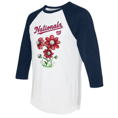 Washington Nationals Tiny Turnip Women's Blooming Baseballs 3/4-Sleeve Raglan T-Shirt White/Navy