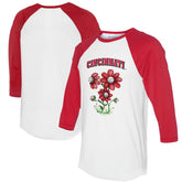 Cincinnati Reds Tiny Turnip Women's Blooming Baseballs 3/4-Sleeve Raglan T-Shirt White/Red