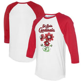 St. Louis Cardinals Tiny Turnip Women's Blooming Baseballs 3/4-Sleeve Raglan T-Shirt White/Red