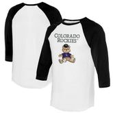 Colorado Rockies Tiny Turnip Women's Teddy Boy 3/4-Sleeve Raglan T-Shirt White/Black