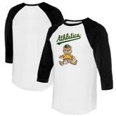 Athletics Tiny Turnip Women's Teddy Boy 3/4-Sleeve Raglan T-Shirt White/Black