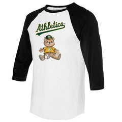 Athletics Tiny Turnip Women's Teddy Boy 3/4-Sleeve Raglan T-Shirt White/Black