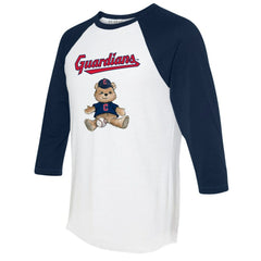 Cleveland Guardians Tiny Turnip Women's Teddy Boy 3/4-Sleeve Raglan T-Shirt White/Navy