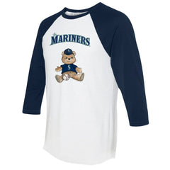 Seattle Mariners Tiny Turnip Women's Teddy Boy 3/4-Sleeve Raglan T-Shirt White/Navy