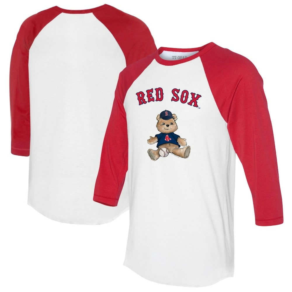 Boston Red Sox Tiny Turnip Women's Teddy Boy 3/4-Sleeve Raglan T-Shirt White/Red