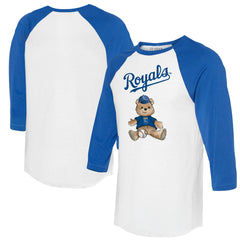 Kansas City Royals Tiny Turnip Women's Teddy Boy 3/4-Sleeve Raglan T-Shirt White/Royal