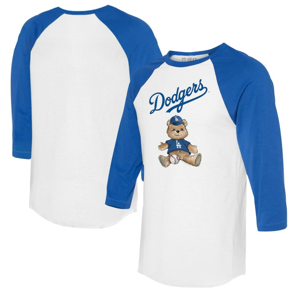 Los Angeles Dodgers Tiny Turnip Women's Teddy Boy 3/4-Sleeve Raglan T-Shirt White/Royal