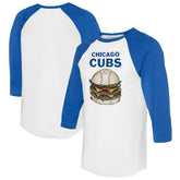 Chicago Cubs Tiny Turnip Women's Burger 3/4-Sleeve Raglan T-Shirt White/Royal